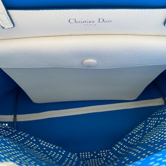 Dior Tote Bag Dioriviera White Leather with Laser Cut Detail - Picture 9 of 13